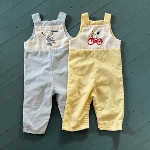 Two Vintage Snoopy Overalls 12m